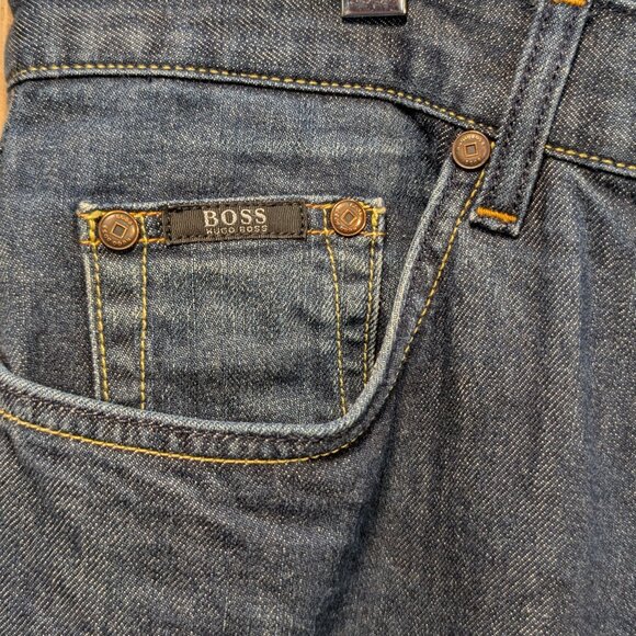 BOSS Hugo Boss Scout 1 Stretch Regular Fit Dark Blue Denim Jeans Size 34/34 - Picture 4 of 14